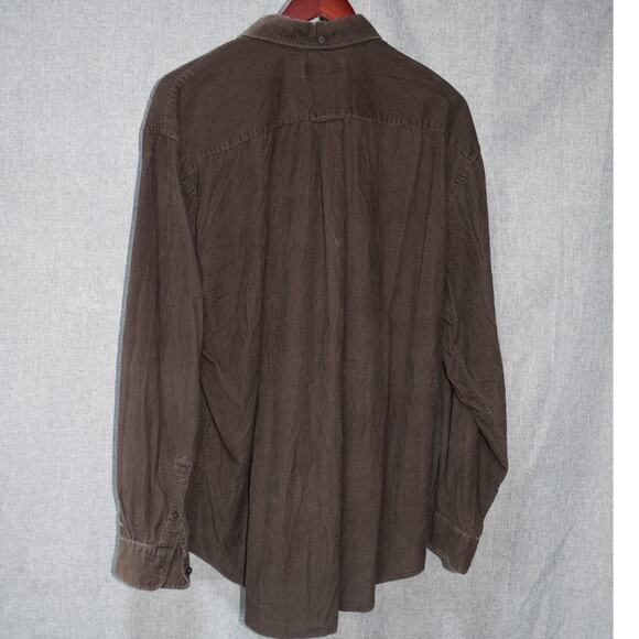 Nordstrom XL Brown Corduroy Button-Up Shirt Long Sleeve 100% Cotton - Picture 3 of 3